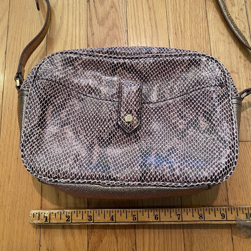 GILL Snake Skin Print Metallic Shimmer Leather Crossbody Bag NWOT